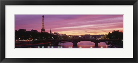 Framed Sunset, Romantic City, Eiffel Tower, Paris, France Print