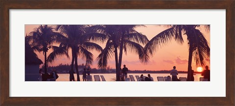 Framed Sunset on the beach, Miami Beach, Florida, USA Print