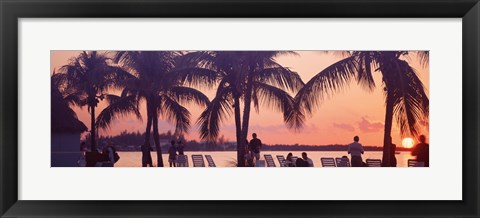 Framed Sunset on the beach, Miami Beach, Florida, USA Print