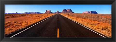 Framed Empty Road, Clouds, Blue Sky, Monument Valley, Utah, USA, Print