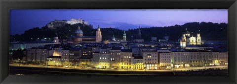 Framed Austria, Salzburg, Salzach River at dusk Print