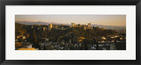 Framed High angle view of a city, Alhambra, Granada, Spain Print