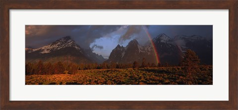 Framed Sunrise &amp; rainbow Grand Teton National Park WY USA Print