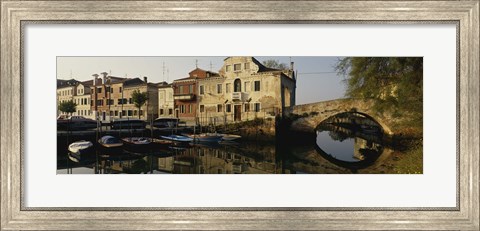 Framed Reflection of boats and houses in water, Venice, Veneto, Italy Print