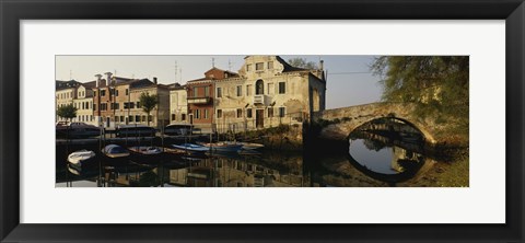 Framed Reflection of boats and houses in water, Venice, Veneto, Italy Print