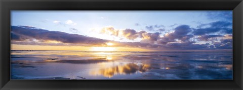 Framed Sunrise On Beach, North Sea, Germany Print