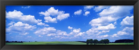 Framed Cumulus Clouds With Landscape, Blue Sky, Germany Print