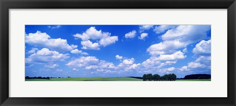 Framed Cumulus Clouds With Landscape, Blue Sky, Germany Print