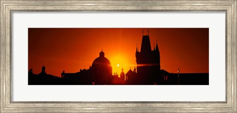 Framed Sunrise Tower Charles Bridge Czech Republic Print