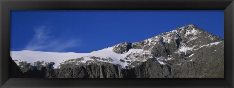 Framed Low angle view of snow on a mountain, Darran Mountains, Fiordland National Park, South Island New Zealand, New Zealand Print