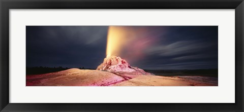 Framed Steam erupting from a geyser, White Dome Geyser, Lower Geyser Basin, Yellowstone National Park, Wyoming, USA Print