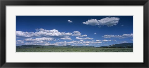 Framed Clouds and meadow, Wyoming, USA Print