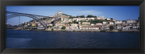 Framed Buildings at the waterfront, Serra do Pillar, Douro River, Porto, Portugal Print