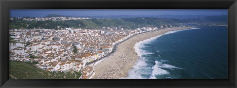 Framed High angle view of a town, Nazare, Leiria, Portugal Print