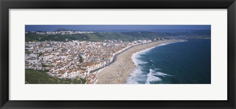 Framed High angle view of a town, Nazare, Leiria, Portugal Print