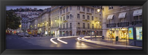 Framed Traffic on a road, Praca de Figueira, Lisbon, Portugal Print