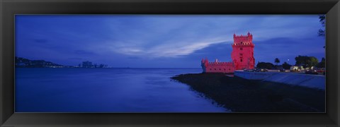 Framed Fort at the coast, Torre De Belem, Belem, Lisbon, Portugal Print