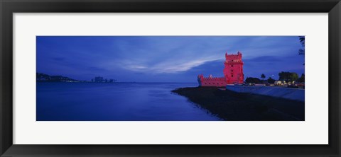 Framed Fort at the coast, Torre De Belem, Belem, Lisbon, Portugal Print