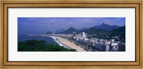 Framed Aerial view of Copacabana Beach, Rio De Janeiro, Brazil Print