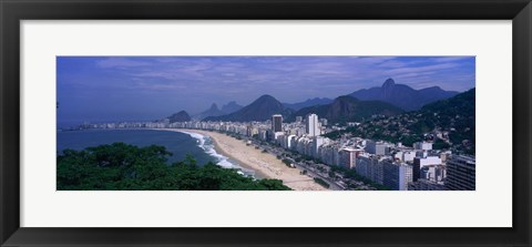 Framed Aerial view of Copacabana Beach, Rio De Janeiro, Brazil Print