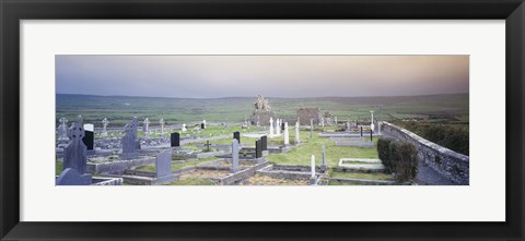 Framed Tombstones in a cemetery, Poulnabrone Dolmen, The Burren, County Clare, Republic of Ireland Print