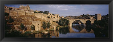 Framed Castle at the waterfront, Puente de San Martin, Tajo River, Toledo, Spain Print