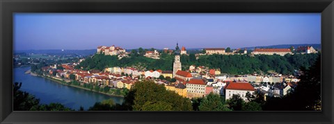 Framed Skyline Salzach River Burghausen Bavaria Germany Print