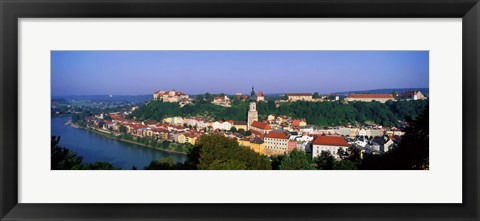 Framed Skyline Salzach River Burghausen Bavaria Germany Print