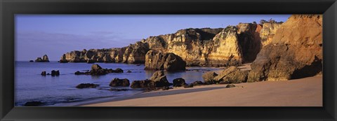 Framed Portugal, Lagos, Algarve Region, Panoramic view of the beach and coastline Print