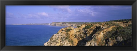 Framed Rock formations at a seaside, Algarve, Lagos, Portugal Print