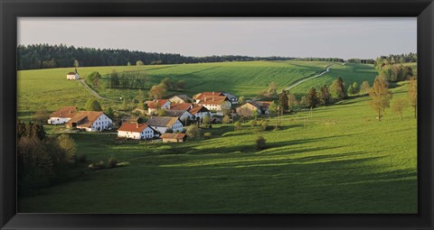 Framed Switzerland, Jura Mountains, La Bosse, High angle view of cottages in a valley Print