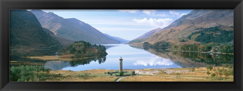 Framed Scotland, Highlands, Loch Shiel Glenfinnan Monument, Reflection of cloud in the lake Print