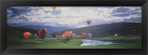 Framed Hot Air Balloons, Snowmass, Colorado, USA Print