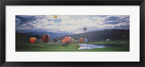 Framed Hot Air Balloons, Snowmass, Colorado, USA Print