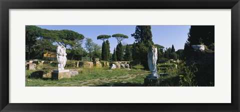 Framed Ruins of statues in a garden, Ostia Antica, Rome, Italy Print