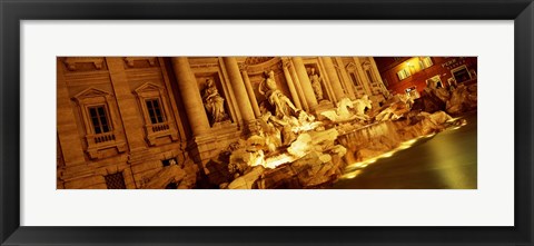 Framed Fountain lit up at night, Trevi Fountain, Rome, Italy Print