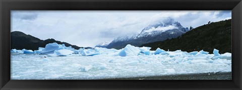 Framed Glacier on a mountain range, Grey Glacier, Torres Del Paine National Park, Patagonia, Chile Print