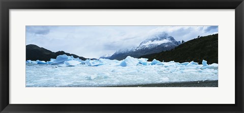 Framed Glacier on a mountain range, Grey Glacier, Torres Del Paine National Park, Patagonia, Chile Print