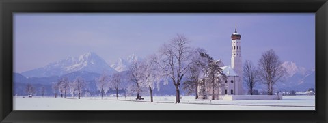 Framed Winter St Coloman Church Schwangau Germany Print