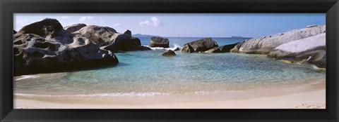 Framed British Virgin Islands, Virgin Gorda, The Baths, Rock formation in the sea Print