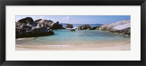 Framed British Virgin Islands, Virgin Gorda, The Baths, Rock formation in the sea Print