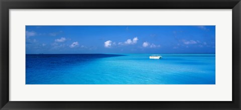 Framed Boat in the Ocean, The Maldives Print