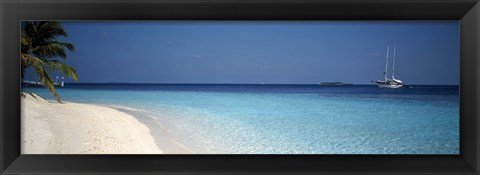 Framed Beach &amp; Boat Scene The Maldives Print