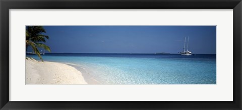 Framed Beach &amp; Boat Scene The Maldives Print