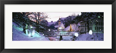 Framed Church on a snow covered hill, Rothenburg, Bavaria, Germany Print