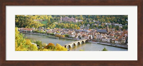 Framed Aerial view of Heidelberg Castle and city, Heidelberg, Baden-Wurttemberg, Germany Print