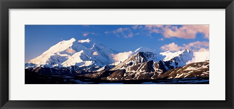 Framed Mountain covered with snow, Alaska Range, Denali National Park, Alaska, USA Print