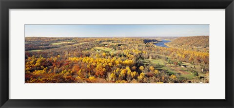 Framed Aerial view of a landscape, Delaware River, Washington Crossing, Bucks County, Pennsylvania, USA Print