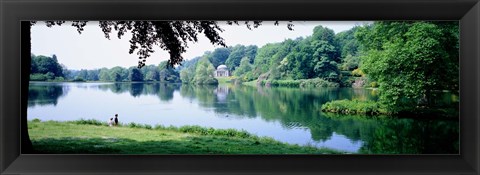 Framed Stourhead Garden Lake and pavillion, England, United Kingdom Print