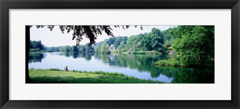 Framed Stourhead Garden Lake and pavillion, England, United Kingdom Print